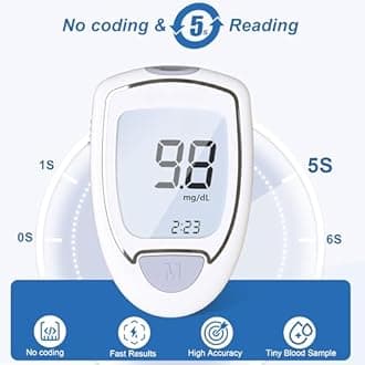 Blood Sugar Testing Kit, High Accuracy Glucose Monitor Kit with 100 Test Strips & 100 Lancets, Portable Blood Glucose Monitor G501 with Lancing Devices, No Coding Diabetes Testing Kit