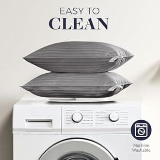 Basic Beyond King Size Pillows Set of 4 - Soft 20 x 36 Inches 4 Pack King Down Alternative Pillows for Back, Stomach or Side Sleepers, Grey