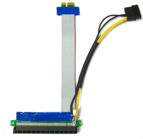 Powered Pci-e Extension Cable 1x to 16x Riser Extender Card Molex dual capacitor