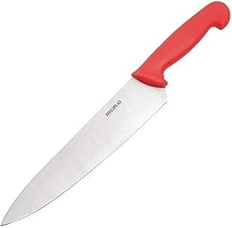 Hygiplas Chefs Knife 25 cm/10 inch Blade, Red, Colour-Coded Cooks Knife - Red for Raw Meats, Weight: 200 g, Knife Length: 385 mm, Dishwasher Safe, Rockwell Hardness 52-57 degree , C886