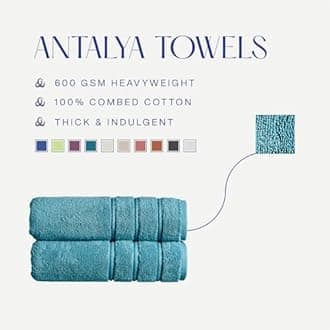 Christy Antalya Large Bath Towels | Set of 4 | 100% Turkish Cotton | 600GSM | Soft Plush Luxury Towel Set | 2 Bath Towels 2 Hand Towels | Quick Dry | Jade Teal