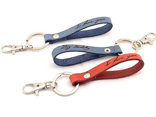actual handwriting leather keychain