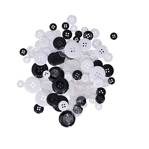 90pcs Buttons for Sewing, Assorted Sizes(25/20/15/11.5mm) 3 Colors(Black White Clear) Resin Buttons Dome Cap Round 4 Holes Manual Button for DIY Crafting Sewing Clothes Painting DIY Handmade