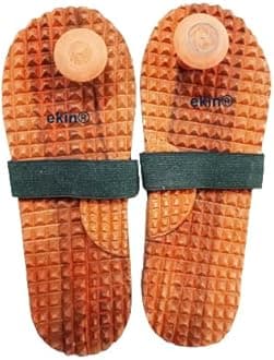 EKIN Brown Wooden acupressure Massager Slipper/Sandle For Men/Women/Childrens/blood pressure slippers for men