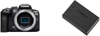 Canon EOS R10 Mirrorless Camera Body - 24.2 MP, APS-C Sensor, up to 4K 60p Video | Wi-Fi & Bluetooth | Dual Pixel CMOS AF II | Light and Compact & LP-E17 Battery Pack for EOS M3
