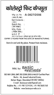 Basic Ayurveda Cholestro Fit 40 Capsules Each Pack of 2 Natural Ayurvedic Supplement to Support Healthy Cholesterol Heart Health Metabolism and Overall Wellness Herbal Capsules
