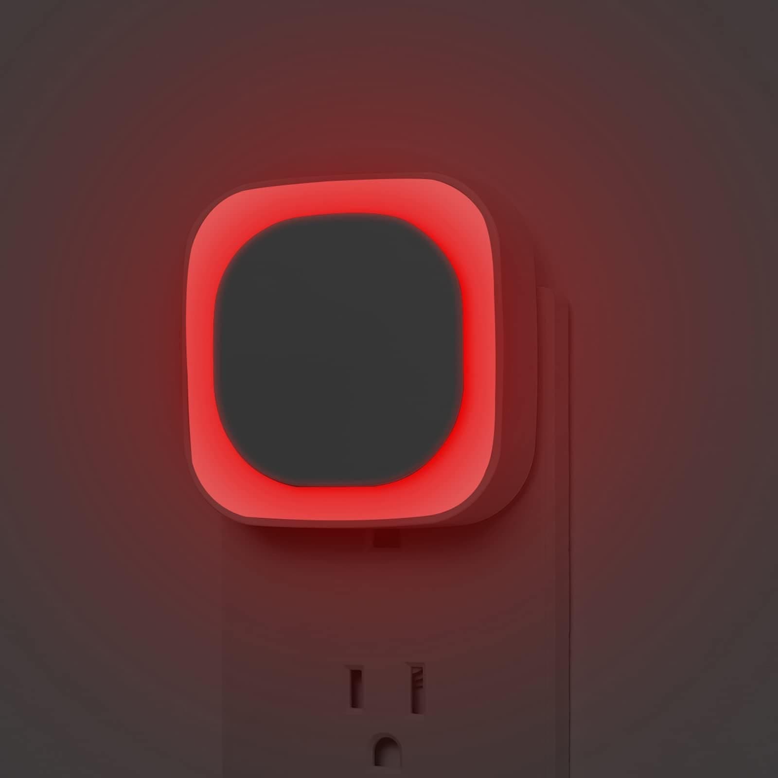 Dimmable Square Wall Night Light, Automatic Dusk to Dawn Sensor, Soft LED, Blue Night Light for Bathroom, Hallway, Stairs, Kitchen, Bedroom, Garage (Red)