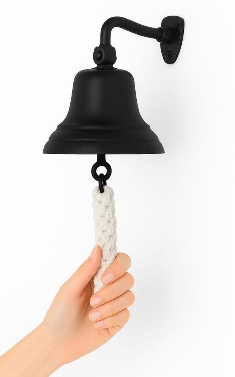 Assorted Collections Bar Accessories for Home Pub Hand Bell – Wall Mounted Bar Bell Nautical Decorations – Unique Black with Loud Sound Ideal for Christmas, Reception, Pub 4"
