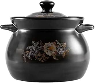 UPKOCH Ceramic Cooking Pot 1.8L Kitchen Soup Pot Household Stew with Heat-Resistant Handles Even Heating Clay Casserole for Home Cooking