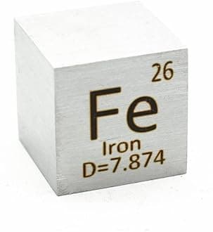 Pure Iron Cube Fe 99.99% Element Cube 25.4mm Density Cube for Element Collection Periodic Table Hunter, and More (1", Iron)
