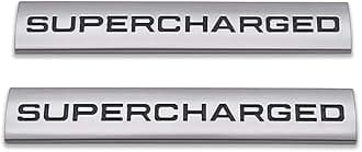 Mliyany 2pcs Metal Supercharged Emblem Car Logo Premium Auto Badge Rear Trunk Sticker Side Fender Decal (Chrome&Black)…