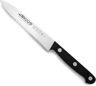 Arcos Paring Knife 5 Inch Stainless Steel. Serrated Tomato Knife for Cutting and Chopping. Ergonomic Polyoxymethylene Handle and 130mm Blade. Series Universal. Color Black