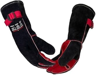 400℃ Leather Welding BBQ Gloves for Man Women, Small Long Sleeve Work Heat Resistant Fire Gloves Oven Mitts for Tig Mig Stick Fireplace Animal Handling, Wood Stove Tools