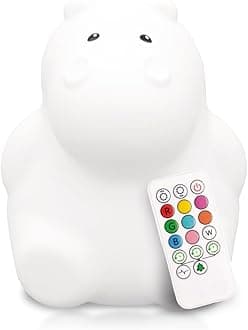 Lumipets Hippo, Kids Night Light, Silicone Nursery Light for Baby and Toddler, Squishy Night Light for Kids Room, Animal Night Lights for Girls and Boys, Kawaii Lamp, Cute Lamps for Bedroom