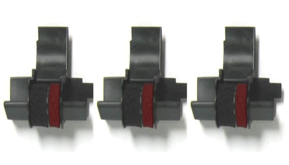 (3 Pack) Compatible Calculator Ink Roller Fits Casio HR-170RC HR-200RC HR-300RC Sharp EL-1801V Canon P23-DHV-3 and Many More, Black/Red Replaces IR-40T CP-13 EA-772R
