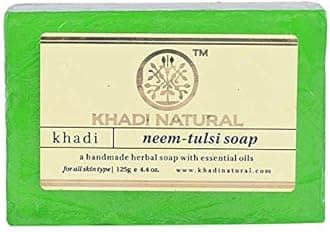 Khadi NaturalAyurvedic handmade bath soap 125g Each NEEM TULSI Soaps Pack of 6