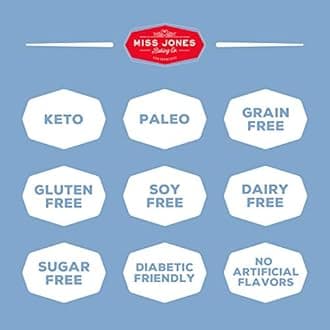 Miss Jones Baking Blueberry Muffin Mix - Almond Flour, Gluten Free, Low Carb, No Sugar Added, Naturally Sweetened Desserts & Treats - Keto, Diabetic, Atkins, WW, and Paleo Friendly (Pack of 4)