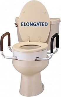 NOVA Raised Toilet Seat with Handles for Seniors – Elongated Toilet Riser with Safety Grab Bars, Elevated Toilet Seat for Elderly, Disabled & Post-Surgery Support - Elongated Toilet