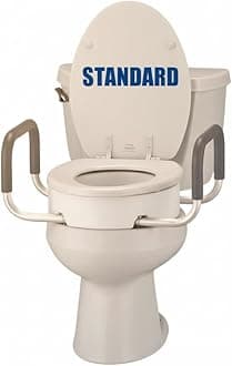 Raised Toilet Seat with Handles for Seniors – Standard Toilet Riser with Safety Grab Bars, Elevated Toilet Seat for Elderly, Disabled & Post-Surgery Support - Standard Toilet