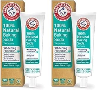 Arm & Hammer 100% Natural Baking Soda Whitening Protection Toothpaste, 75ml (Pack of 2)