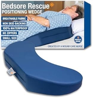Bedsore Rescue Positioning Pillow Wedge - Tailbone, Sacrum, Buttocks - Small Size Under 100lbs - Hypoallergenic - Non-Slip Turning Wedge - Medical Grade Hospital to Home - Made in USA