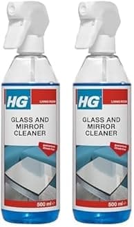 HG Glass and Mirror Cleaner, Streak-Free Glass Cleaner, Effectively Removes Grease & Dirt from Windows & Surfaces Quickly - 500ml Spray (142050106) (Pack of 2)