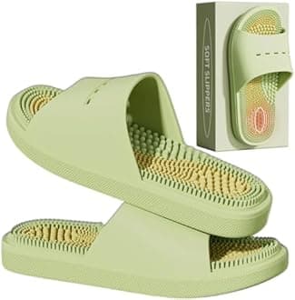 Acupressure Massage Slippers Acupressure Foot Massager Shoes Reflexology Sandals Gift for Men Women Reduce Feet Neuropathy Pain Relief and Tension (Green,US Women 5-6/men 3.5-4.5)