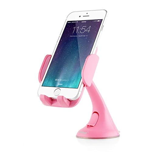 VEO | Adjustable Car Phone Holder / Windscreen Mount for iPhone 6, 6 PLUS, 5, 5S, 5C, iPhone 4, 4S, Samsung Galaxy S6, S5, S4, S3, S2 HTC, BlackBerry, Nokia Lumia and many more Devices - Pink