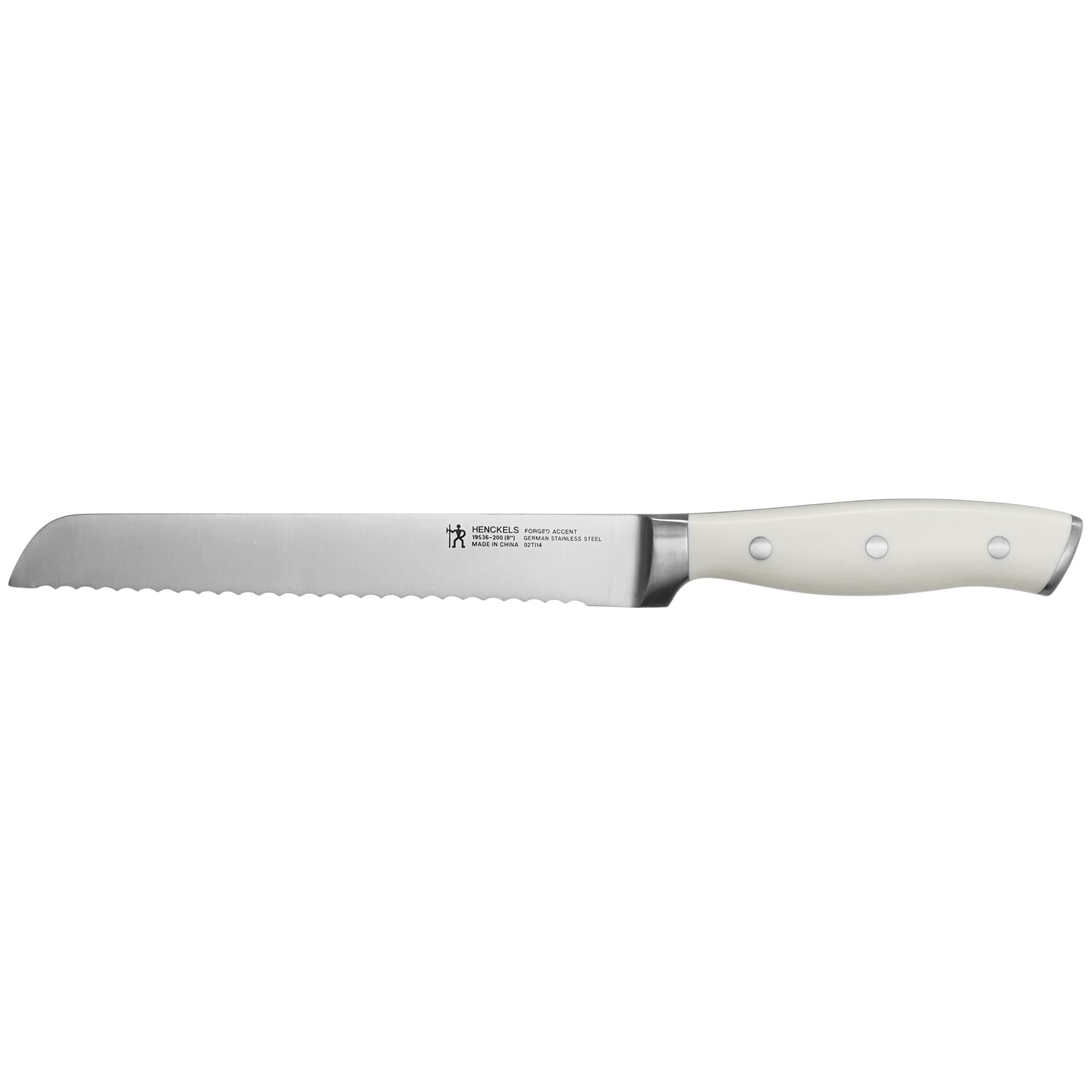 Forged Accent Razor-Sharp 8-inch Bread Knife, Cake Knife, White Handle, German Engineered Informed by 100+ Years of Mastery