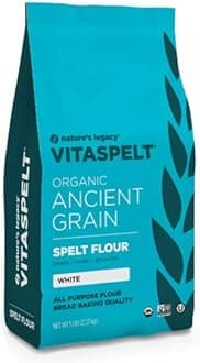 Nature's Legacy VitaSpelt Organic White (Unbleached) Spelt Flour 5lb bags (Case of six)