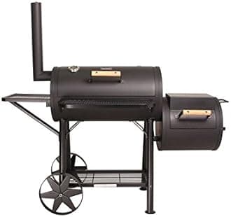 CosmoGrill™ Outdoor XXXL 90KG Charcoal Barbecue | Portable Smoker BBQ Grill with Barrel Offset Smoker, Warming Rack, Built-in Thermometer, Shelves | Extra Large Black BBQ for Home Garden Party Cooking