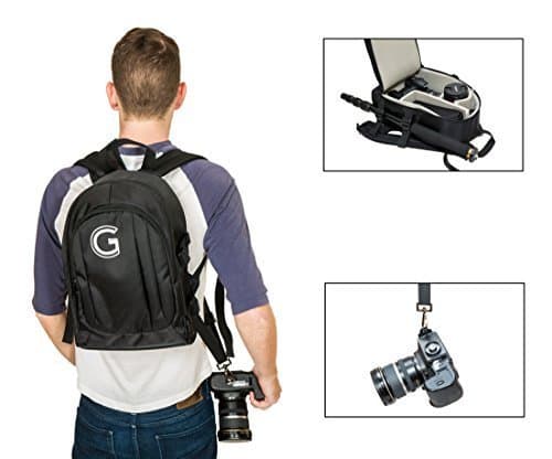PhotoG "Scout" DSLR Camera Backpack with Sling Strap (Quick Release) for Canon, Nikon, Sony, Olympus, Samsung, Panasonic, Pentax Cameras – Photography Backpack