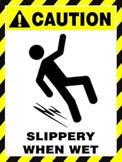 Caution Slippery when wet Sign Sticker (Indoor use Only)
