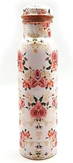 OSNICA Traveller's Copper Water Bottle 100% Pure Copper Water Bottle Joint Free Leak Proof -Ayurveda Health Benefits Copper Stylish Bottle 900 ML (Design 06)