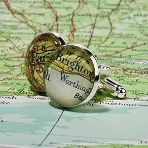 Personalised Silver Plated Vintage Map Cufflinks with Gift Box