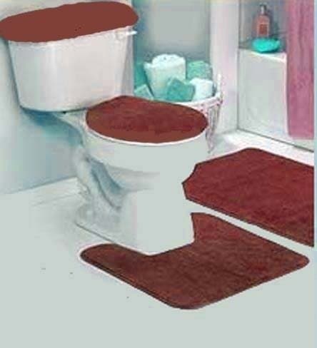 Burgundy Bathroom Rug Set 4 Pc