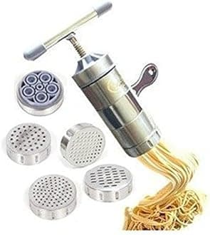 Stainless Steel Manual Noodles Press Machine Pasta Maker with 5 Noodle Mould