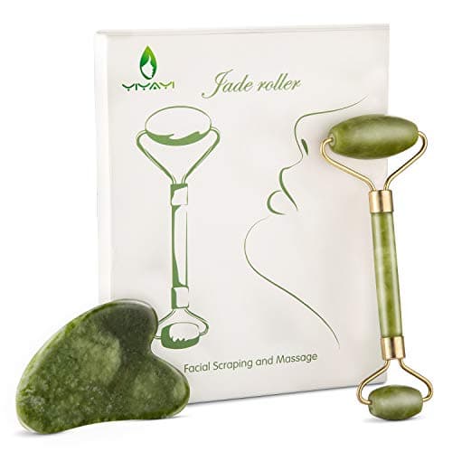 YIYAYI Jade Roller for Face-Gua Sha Tools, authentic xiuyan Jade Roller Neck Eye and Face Roller Tighten Skin Reduces Wrinkles and Fine Lines Eliminates Dark Circles and Edema …