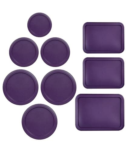 Replacement Lids for Pyrex Glass Food Storage Containers Rectangular (1) 1-Cup (2) 2-Cup (2) 4-Cup (1) 7-Cup (2) 3-Cup (1) 6-Cup Round Rectangle (Purple)