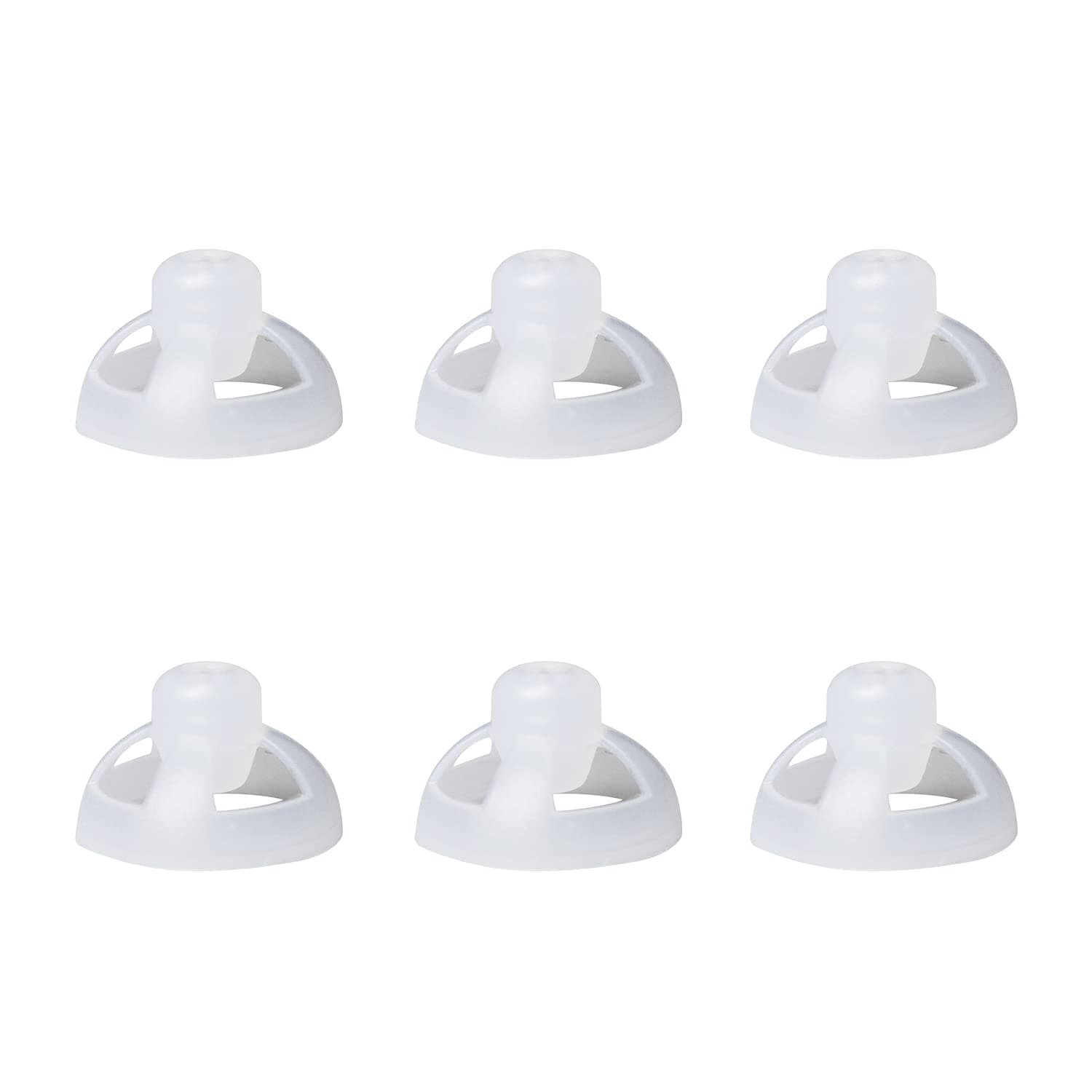 BTE Hearing Amplifier Accessories - 6-Pack 0.47"/12mm Open Soft Silicone Ear Domes for 2B Sound Tubes (Medium)
