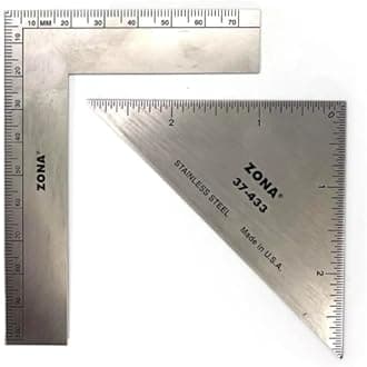 Zona 3" x 4" L-Square, Stainless Steel, and 3" Triangle Ruler