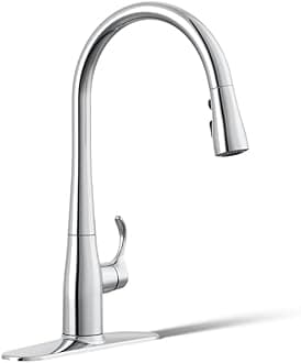 596-CP Simplice Kitchen Sink Faucets with Pull Down Sprayer, 3-Spray Design, Polished Chrome Kitchen Faucets, High Arch