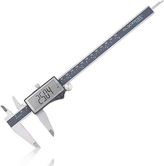 IP54 Grade Digital Caliper, DCLR-0805 0-8" /200mm, Inch/Metric/Fractions Conversion, Stainless Steel, Large LCD Screen