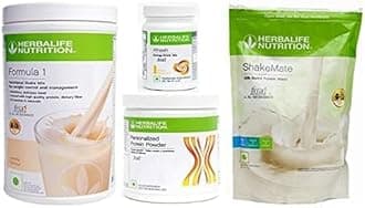 HERBALIFE WEIGHT LOSS SUPER COMBO OF FORMULA 1 NUTRITIONAL SHAKE MIX, PPP, SHAKEMATE &AFRESH Energy Drink��(1250 g, Vanilla & Lemon Flavored)