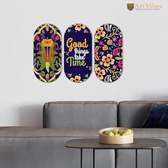 Artvibes Positive Quote Designer Wall Hanging Wooden Art | Quotes Decor Item | Wall Poster | Office Wall Decoration Items | Wall Art Print | Inspirational quotes | Gift Items (WH_9026N), Set of 3