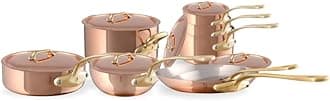M'Heritage 200 B 2mm Polished Copper & Stainless Steel 14-Piece Cookware Set With Brass Handles, Made In France