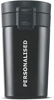 Borosil Coffeemate 300 ml Personalised/Customized Mug with Engraved Name & Logo | Stainless Steel Vacuum Insulated Flask, Black | 8 Hrs Hot & 14 Hours Cold | Ideal for Personal & Corporate Gifting