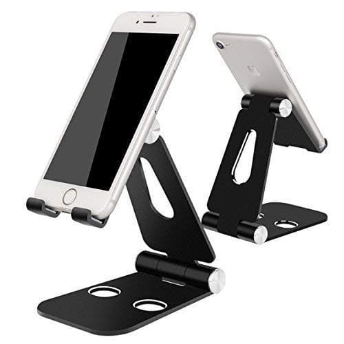 Adjustable Desktop Cell Phone Stand Foldable, Universal 270 Degree Multi-Angle Rotatable Aluminum Alloy Stand Holder Desktop Cradle, Dock for iPhone,All Android Smartphone, Black