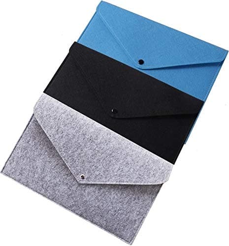 Alwaysuc 3 pcs Felt File Folder, Durable Briefcase, Document Bag, Paper File Folders, Portfolio Case, Letter Envelope, Handbag Button Closure, for Office Home School Stationery