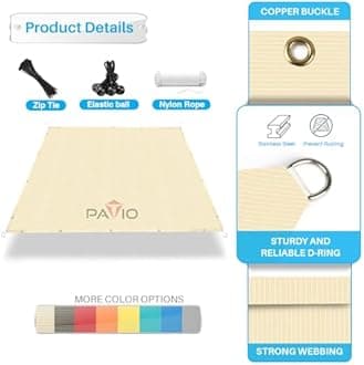 Patio Paradise 10' x 14' Sun Shade Cloth with Grommets Rectangle Shade Sail Straight Edge, Outdoor Patio Shade Canopy Pergola Cover UV Block Fabric for Backyard Deck Garden Activities, Beige